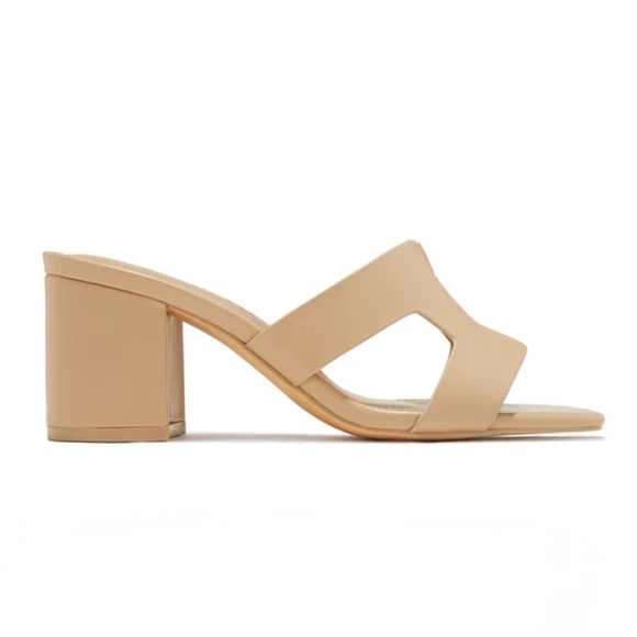 Nude H Band Block Heel Mules - Picture 3 of 6